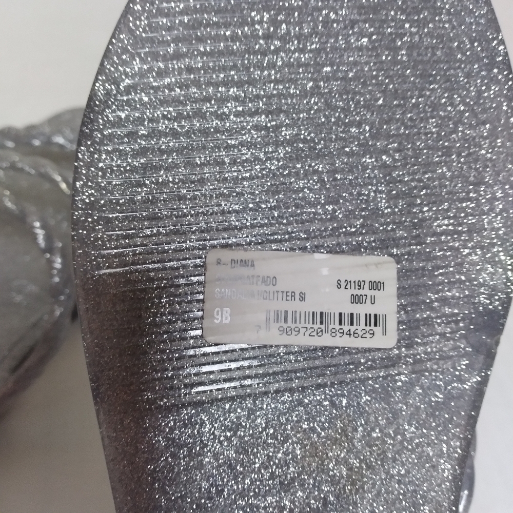 Schutz Silver Metallic Glitter Jelly Gladiator Flat Slide On  Sandals Size 9 - Picture 5 of 9